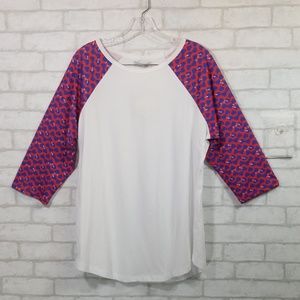 Sunshine & rodeos heart print sleeves tee L